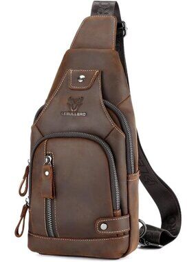 Genuine Leather Sling Bag for Men | Stylish Chest Crossbody Backpack